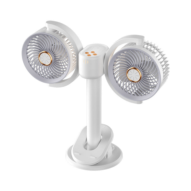 Double-headed Electronic Fan Desktop Clip USB Light Wall Hanging Fan