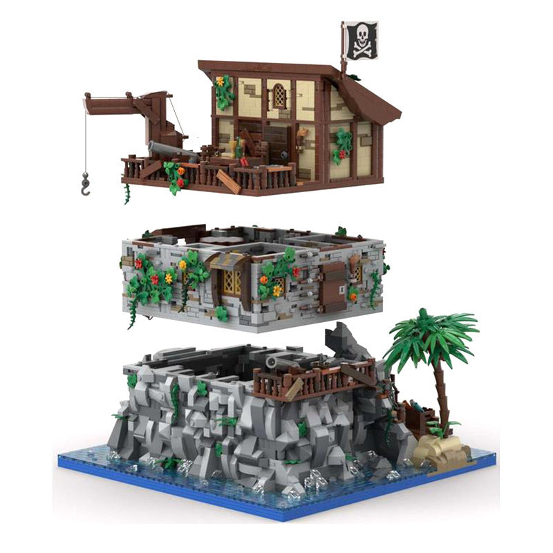 Building Block MOC-105796 Pirate Skull Island And Red Beard House Building Toys