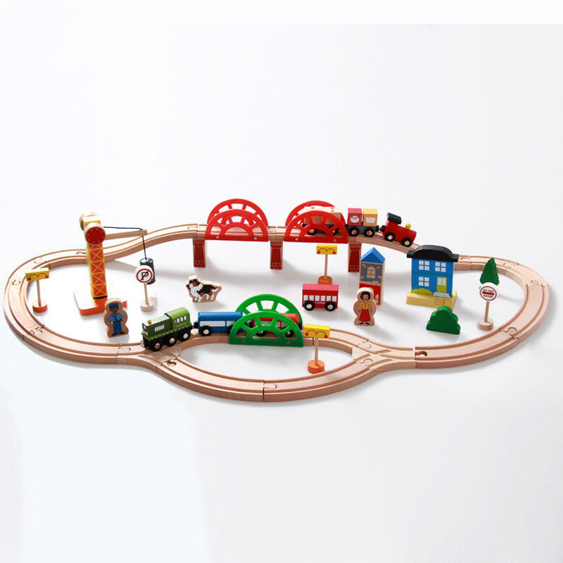 120 Pieces Of Wooden Track Toy Train For Children