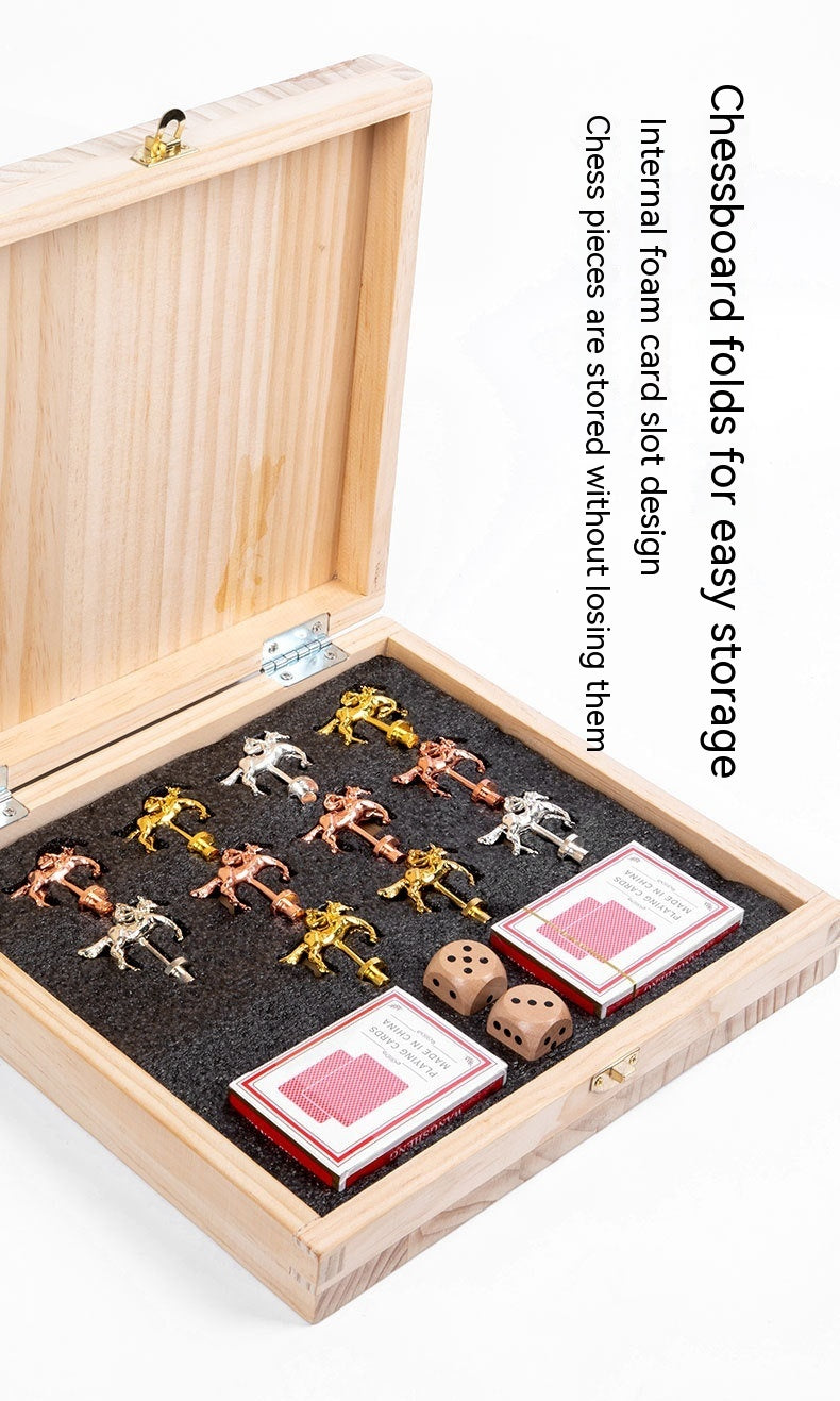 Adult Children's Interest Training Folding Box Metal Horse Racing Chess Puzzle Battle Board Game Toy