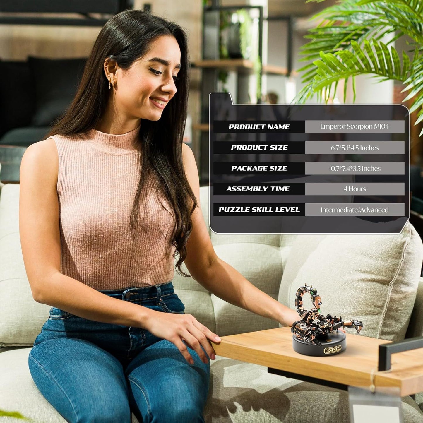 ROBOTIME ROKR 3D Metal Puzzles Emperor Scorpion For Adults To Build, Gift For Teen Adults 123 Pcs MI04