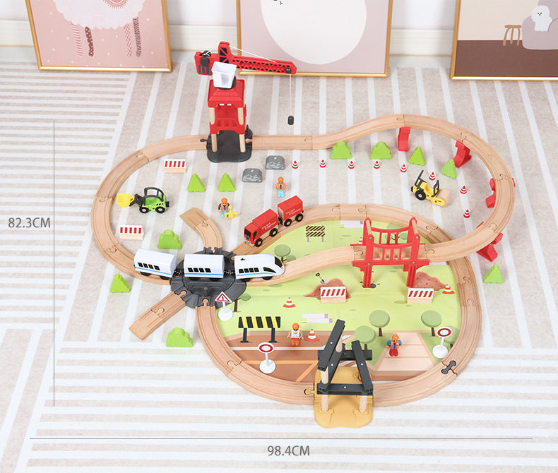 Children's Wooden Electric Track Small Train Assembly Toy Set
