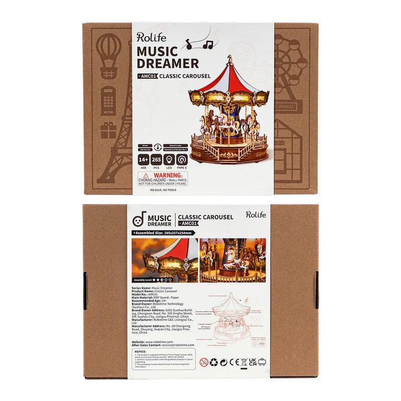 Rolife Classic Carousel 3D Wooden Puzzle, Only Supports TK And Independent Website Platforms