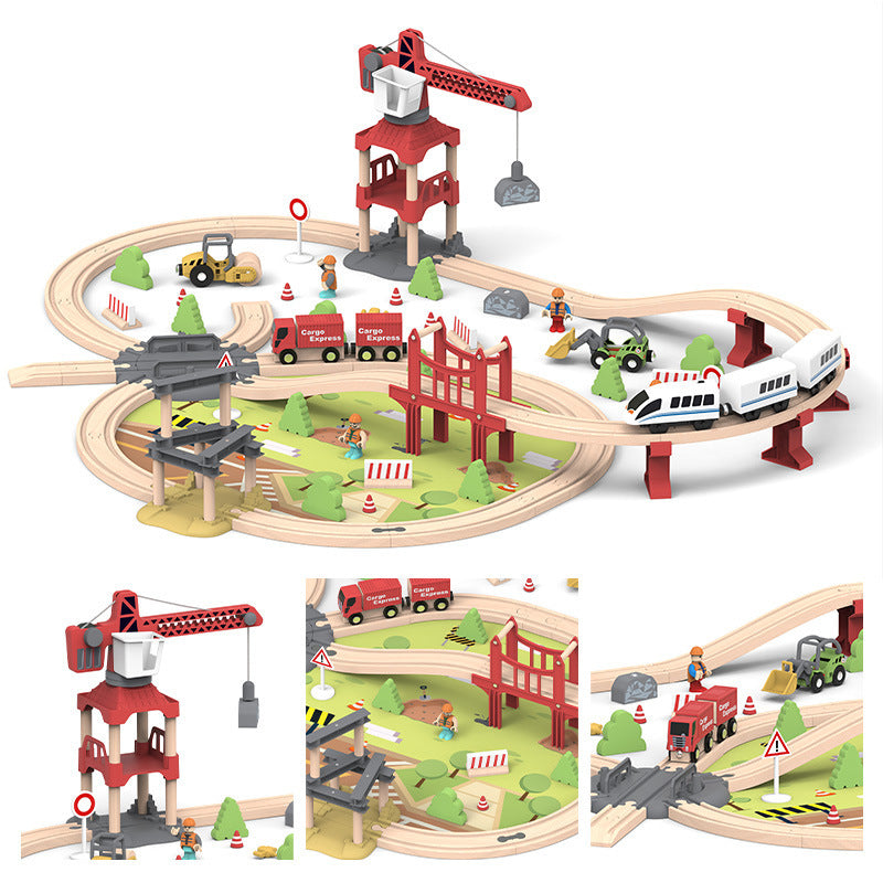 Children's Wooden Electric Track Small Train Assembly Toy Set