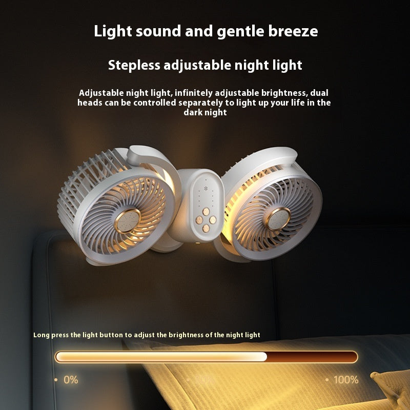 Double-headed Electronic Fan Desktop Clip USB Light Wall Hanging Fan
