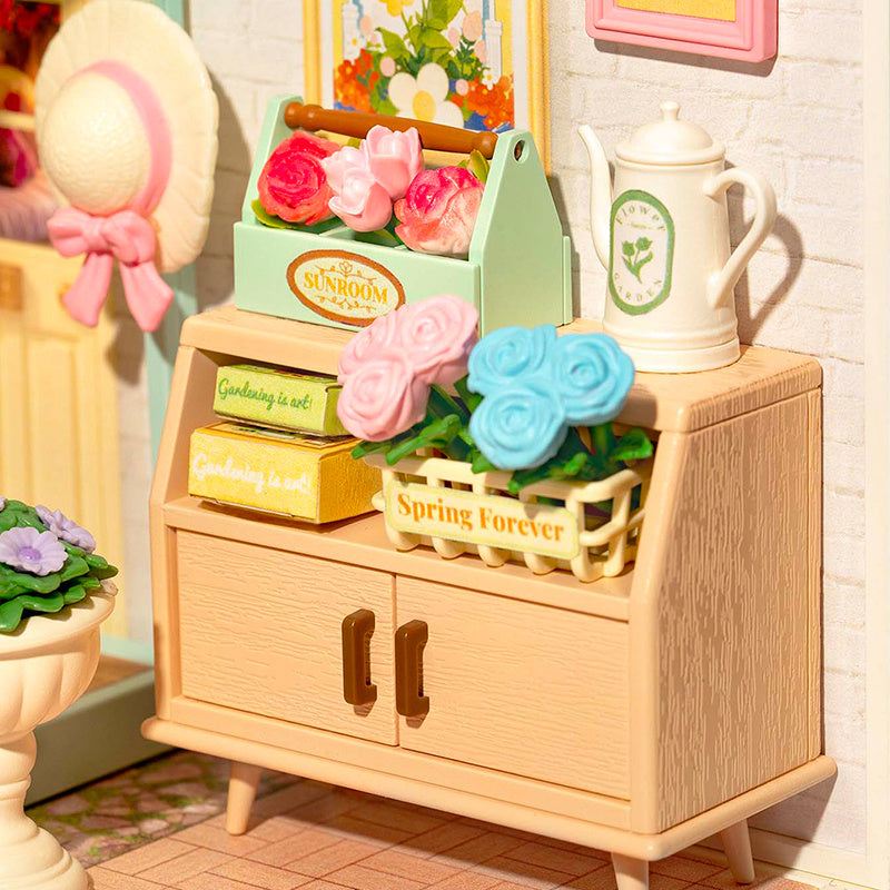 ROBOTIME DIY Miniature House Kit Dollhouse Model Building Craft Kit Birthday Creative Gifts For Adults Kids Girls Boys Blooming Tea Garden