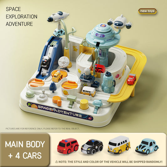 Car Adventure Challenge Track, Parking Lot Car Police Car Fire Truck Puzzle Hands On Toy