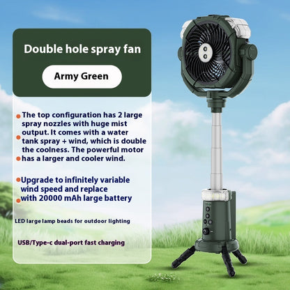 Outdoor Camping Spray Fan Portable Tents Ceiling Fan Lights