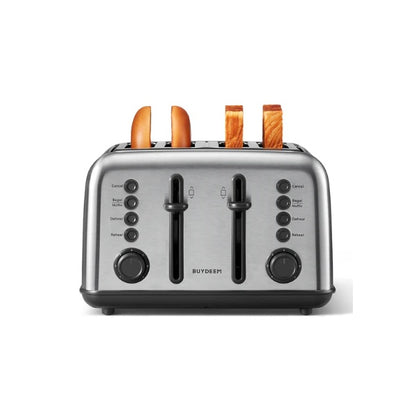 Retro 4-Slice Metal Toaster, Extra Wide Slots, Retro Stainless Steel With High Lift Lever, Bagel And Muffin Function, Removal Crumb Tray, 7-Shade Settings