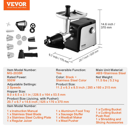 VEVOR 4.9 LBS Min Electric Tomato Strainer 500W Tomato Sauce Maker Machine Home