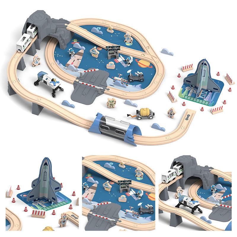Children's Wooden Electric Track Small Train Assembly Toy Set
