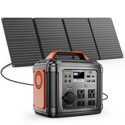 300W Portable Power Station, 296Wh Backup Lithium Battery, Solar Generator For Outdoors Camping Travel Hunting Blackout ,60W Solar Panel Is Included
