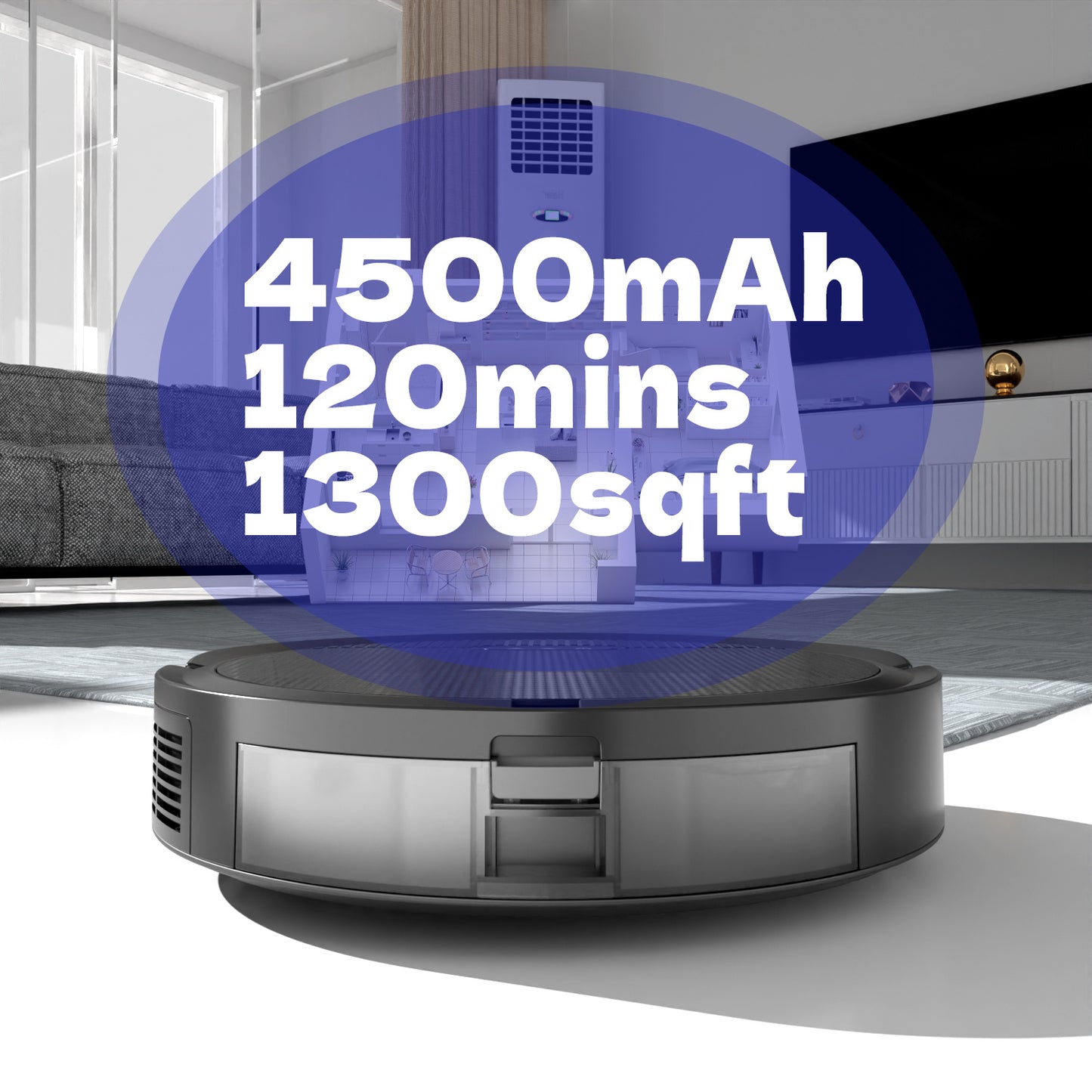 Robot Vacuum And Mop, 3 In 1 Combo Cleaner For Home With Pet Hair And Hard Floor, 5000Pa Suction, 120 Mins Run Time,Self-Charging,Super Thin Body