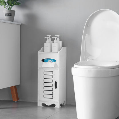 21x21x55cm, White Bathroom Cabinet With Flip Cover