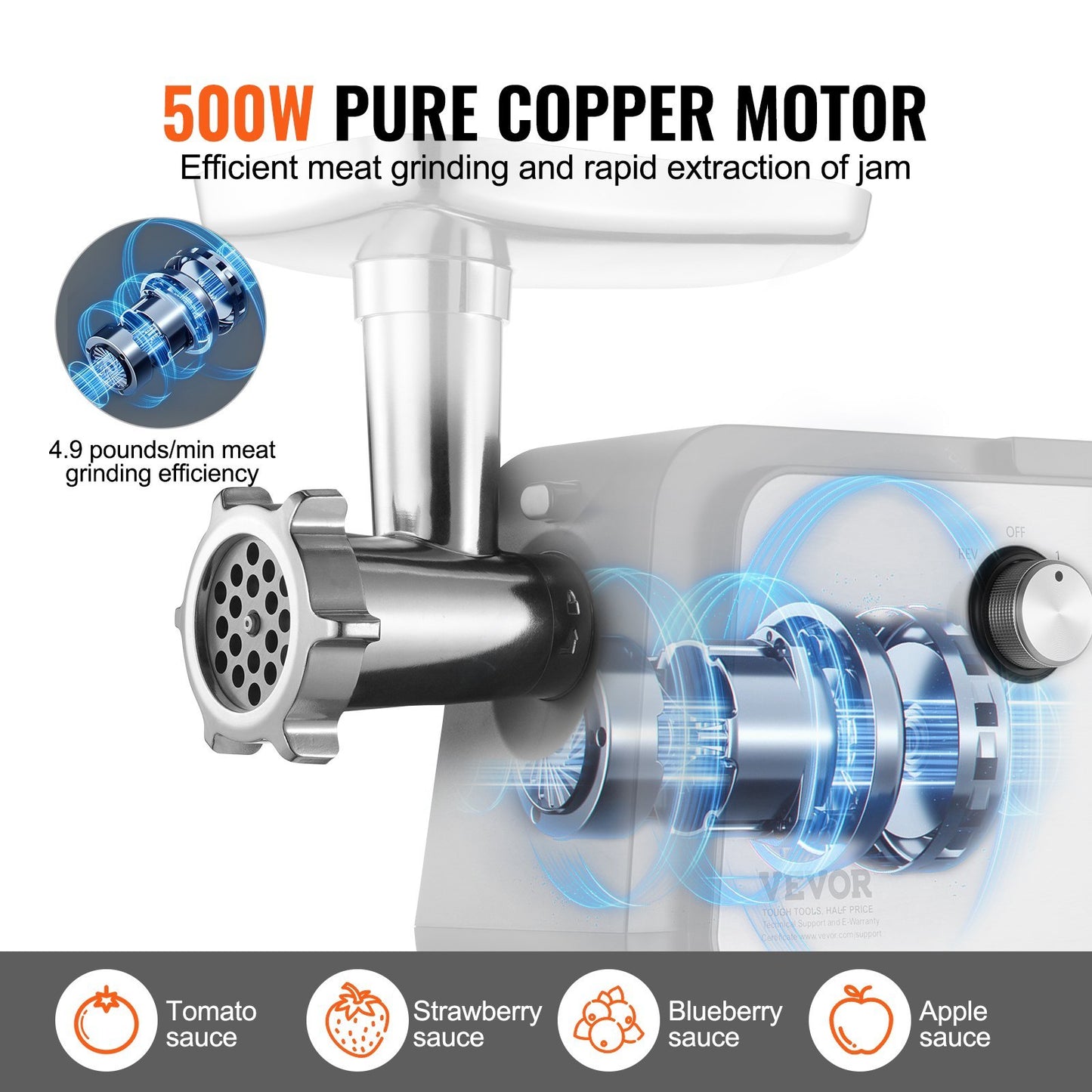 VEVOR 4.9 LBS Min Electric Tomato Strainer 500W Tomato Sauce Maker Machine Home