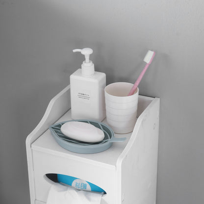 21x21x55cm, White Bathroom Cabinet With Flip Cover