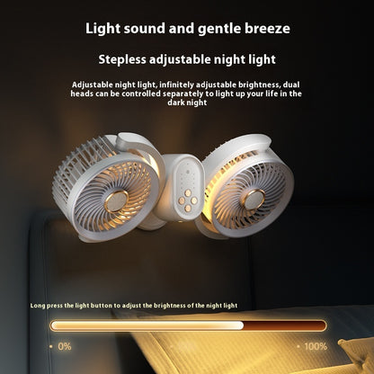 Double-headed Electronic Fan Desktop Clip USB Light Wall Hanging Fan