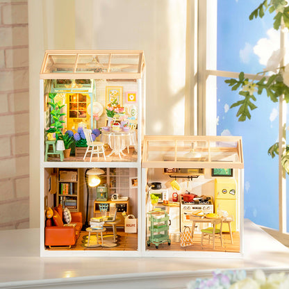 ROBOTIME DIY Miniature House Kit Dollhouse Model Building Craft Kit Birthday Creative Gifts For Adults Kids Girls Boys Blooming Tea Garden