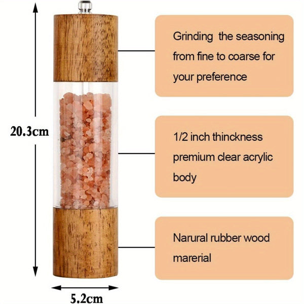 2 Pieces Of Advanced Acrylic Salt And Pepper Grinder Set