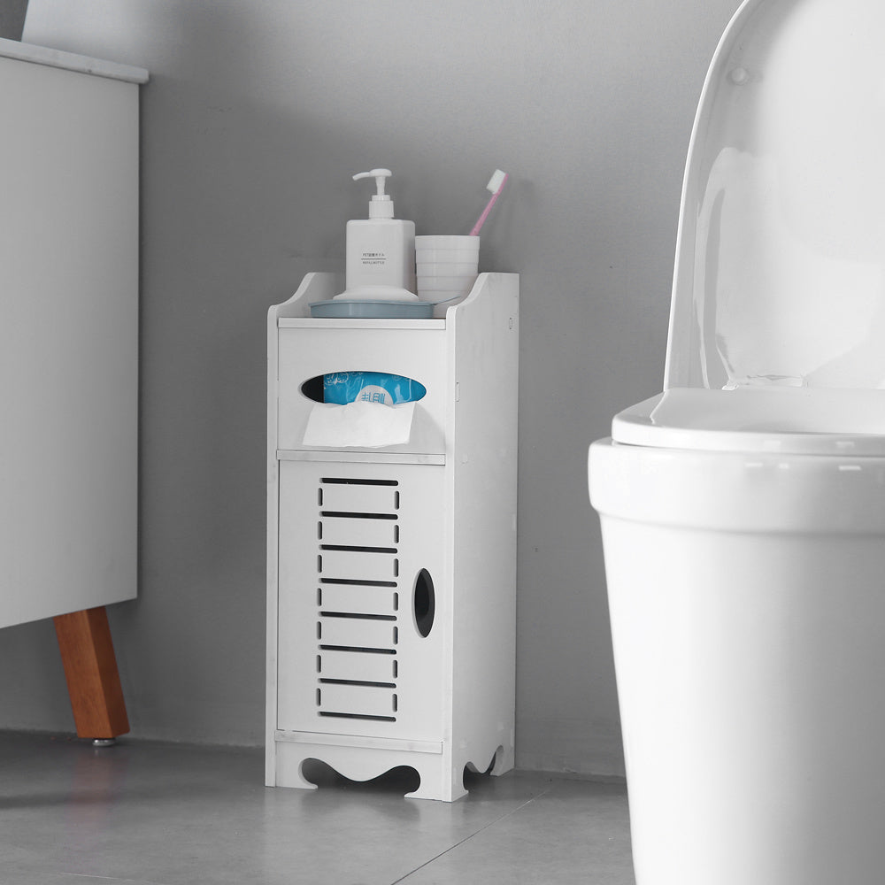 21x21x55cm, White Bathroom Cabinet With Flip Cover