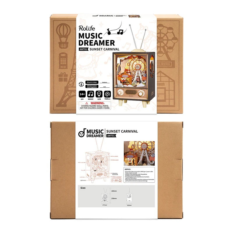 Rolife Sunset Carnival DIY Music Box 3D Wooden Puzzle, Only Supports TK And Independent Sites