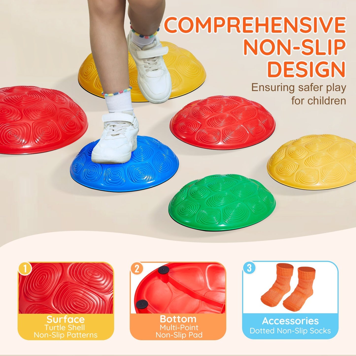 VEVOR Kids Balance Stepping Stones Sensory Obstacle Course 6 PCS Outdoor Indoor